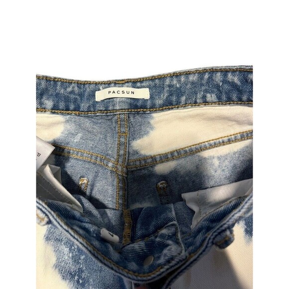 Pacsun Women's Mom Jeans Size 27 Bleach Splatter Design Denim High Rise Raw Hem - Picture 3 of 9